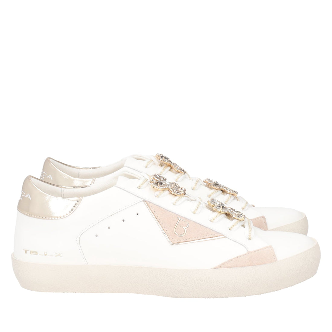 MILK/GOLD SIRIUS SNEAKER WITH JEWEL BUTTERFLIES