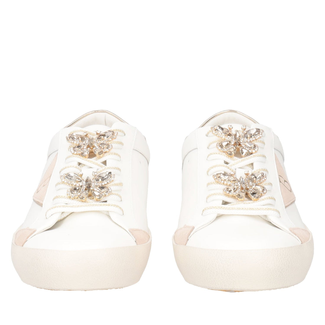 MILK/GOLD SIRIUS SNEAKER WITH JEWEL BUTTERFLIES