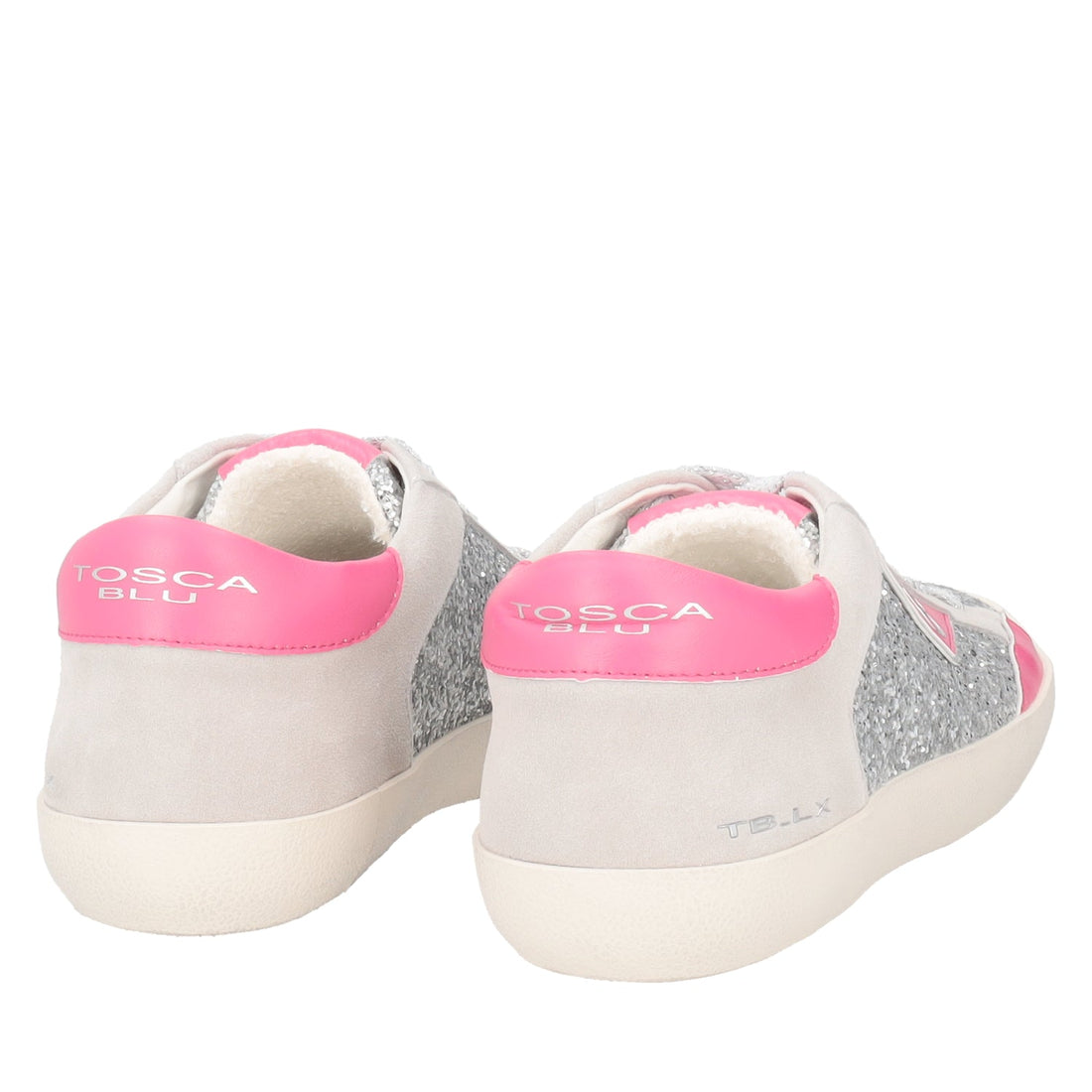 Sneaker Sirius in pelle con glitter colore argento