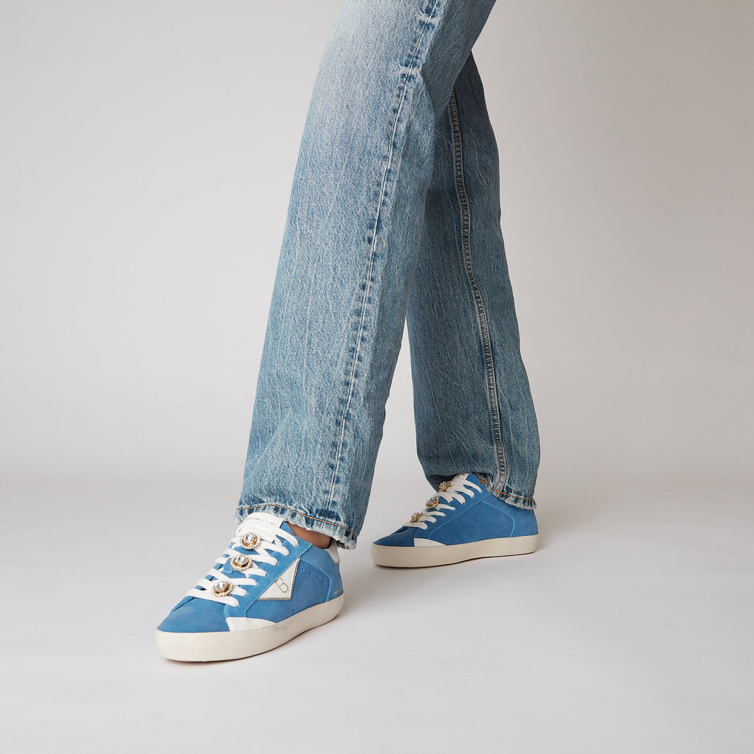 Sneaker Sirius in pelle con accessorio colore blu