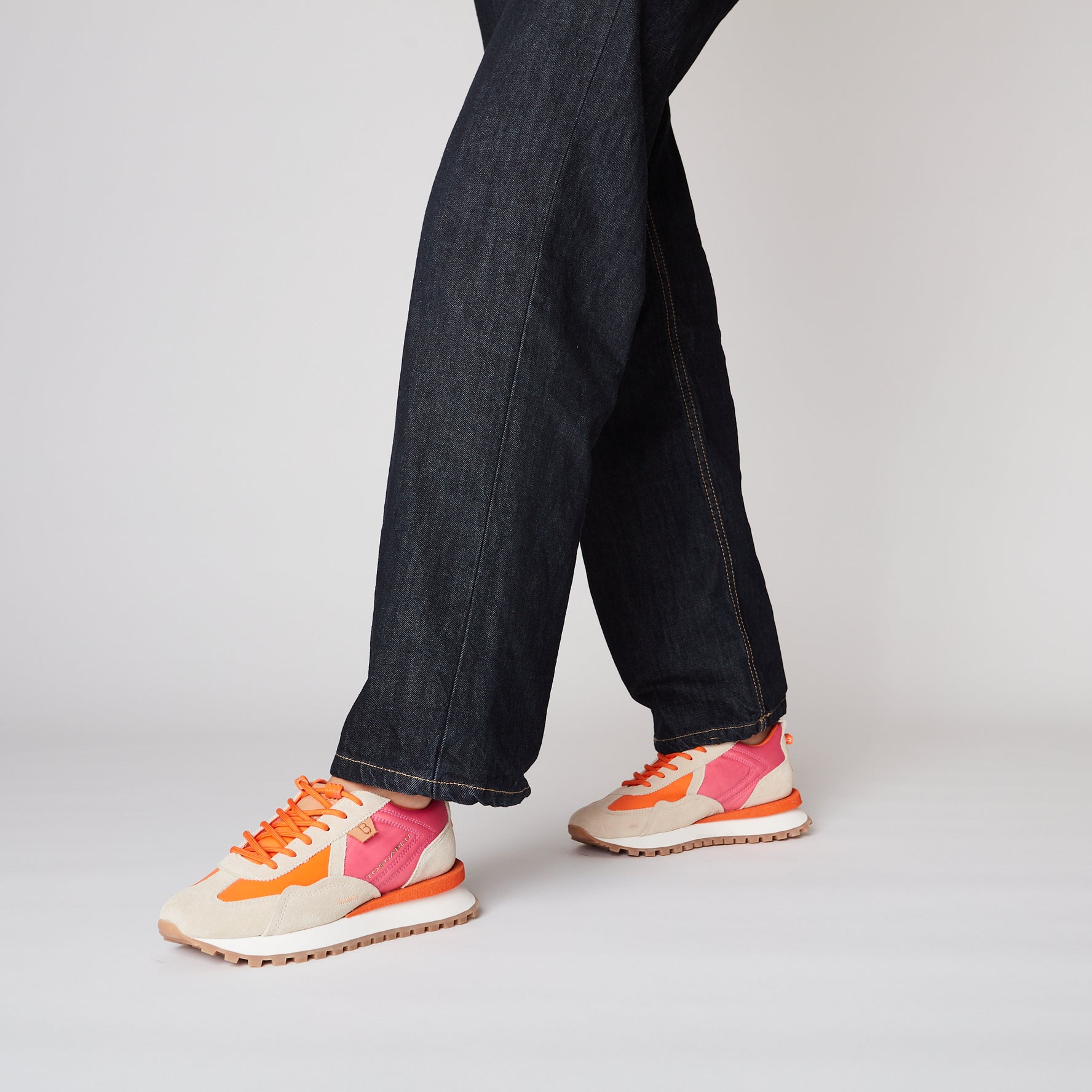 Orange/Fucsia Blossom Sneaker In Suede