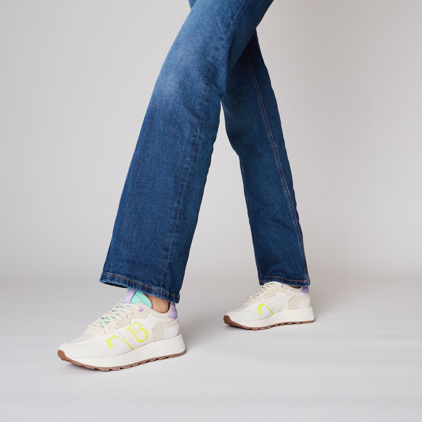 Ivory Cindy Sneaker In Nylon And Suede