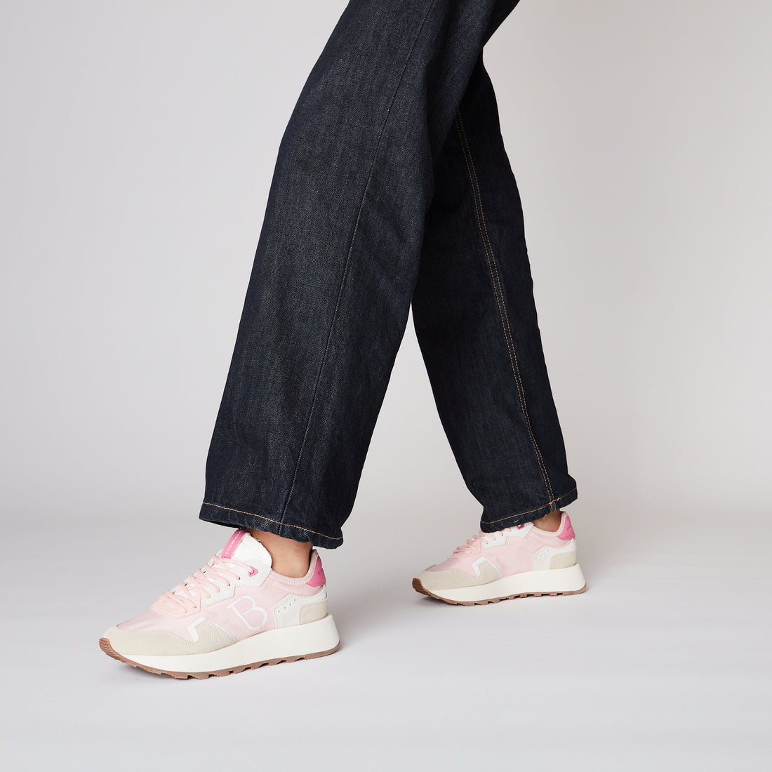 Sneaker Cindy in nylon e pelle scamosciata colore rosa