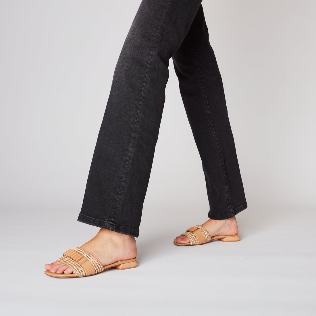 Beige Nancy Flat Slide In Raffia