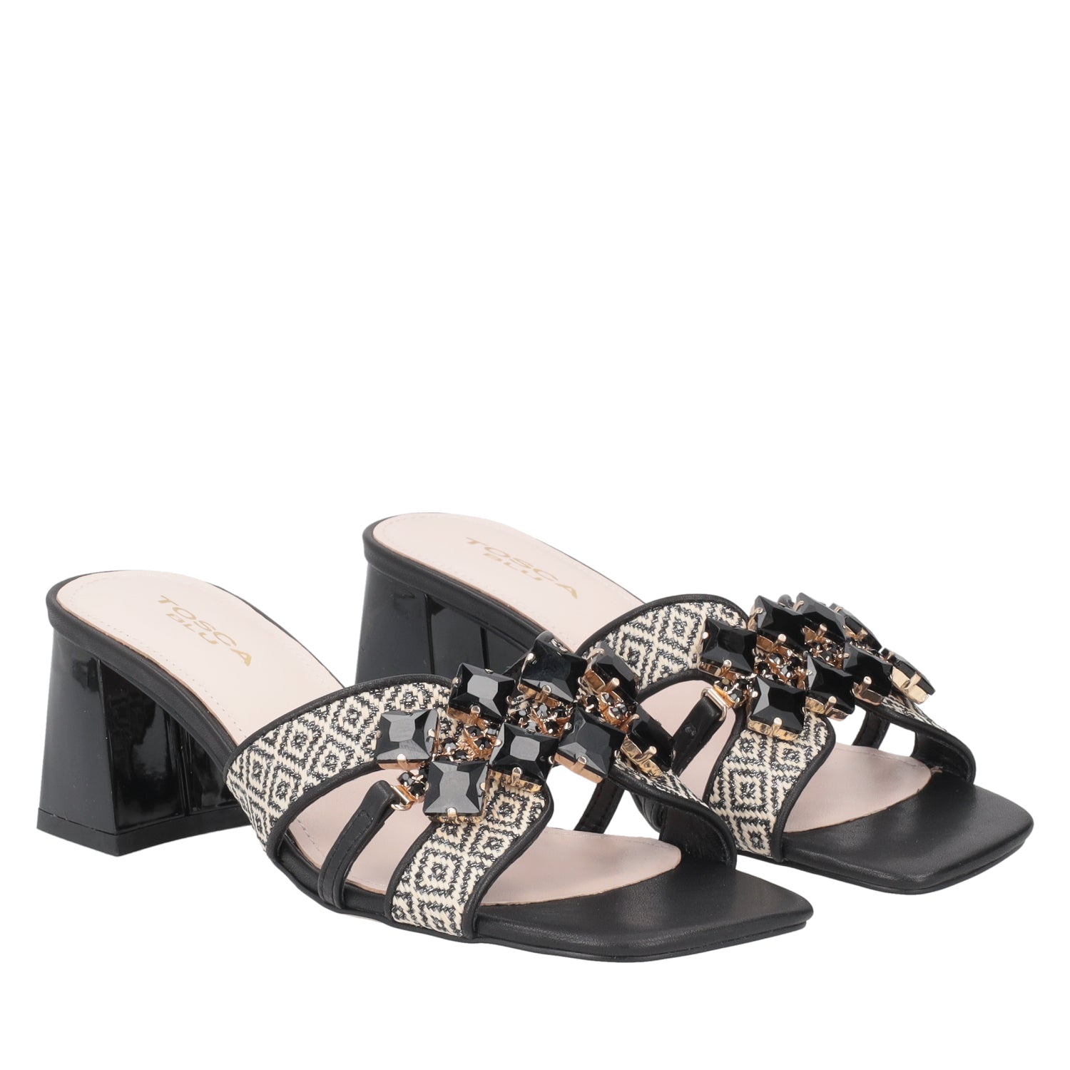 ToscaBlu ciabatta ocean in raffia con accessorio colore nero ss2530s304 c99_1