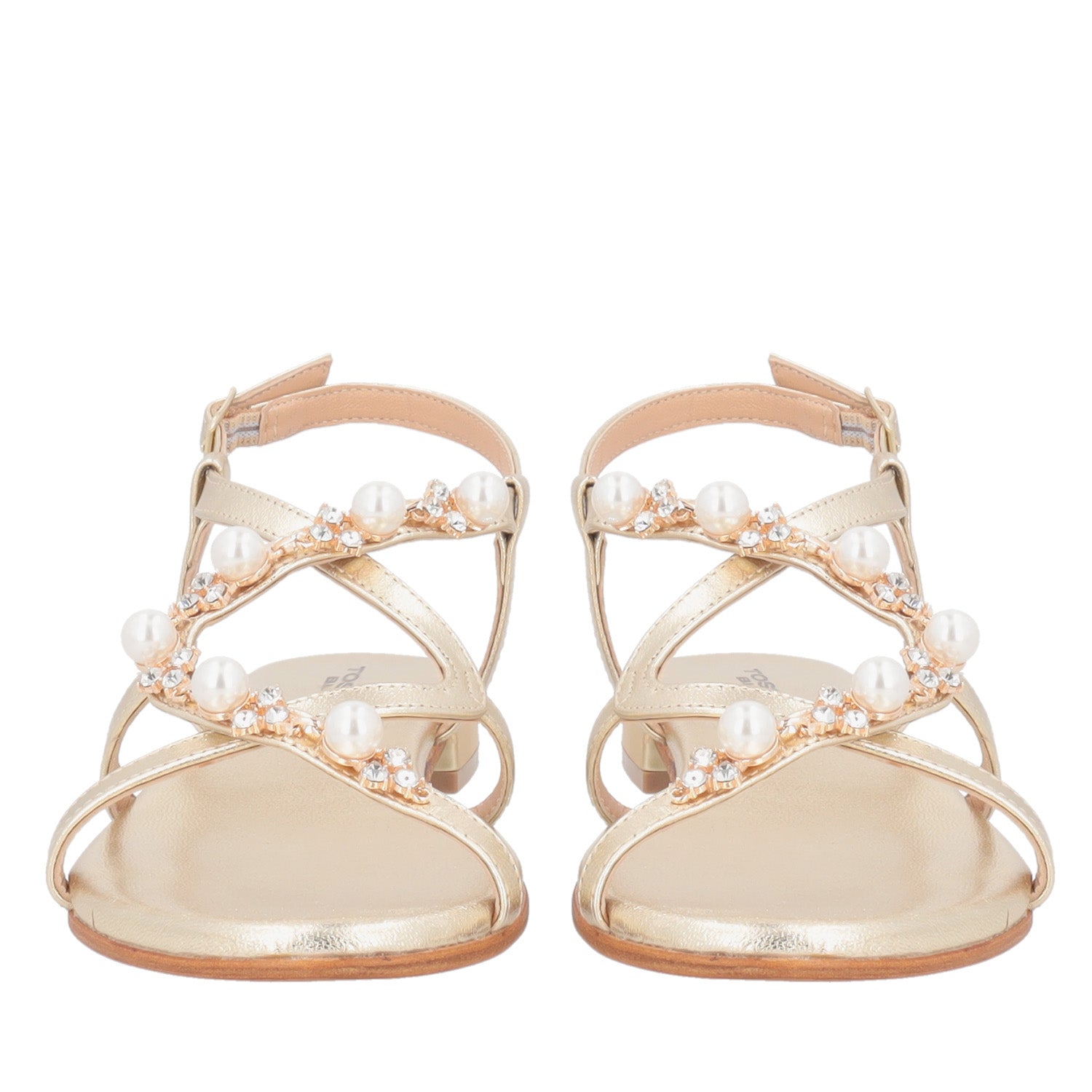 ToscaBlu sandalo rainbow in pelle con perle e strass colore oro ss2536s361 c98_2