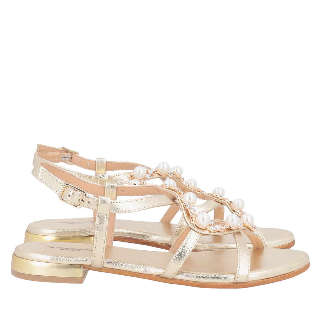 ToscaBlu sandalo rainbow in pelle con perle e strass colore oro ss2536s361 c98_4