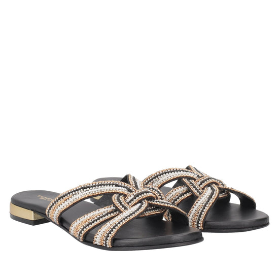 ToscaBlu ciabatta rainbow con strass e perline colore nero ss2536s362 c99_1
