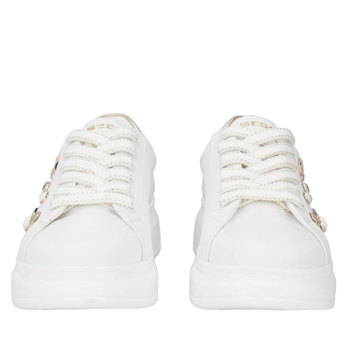 Sneaker Astrid in pelle con borchie colore bianco