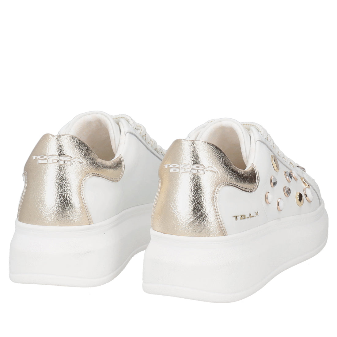 Sneaker Astrid in pelle con borchie colore bianco
