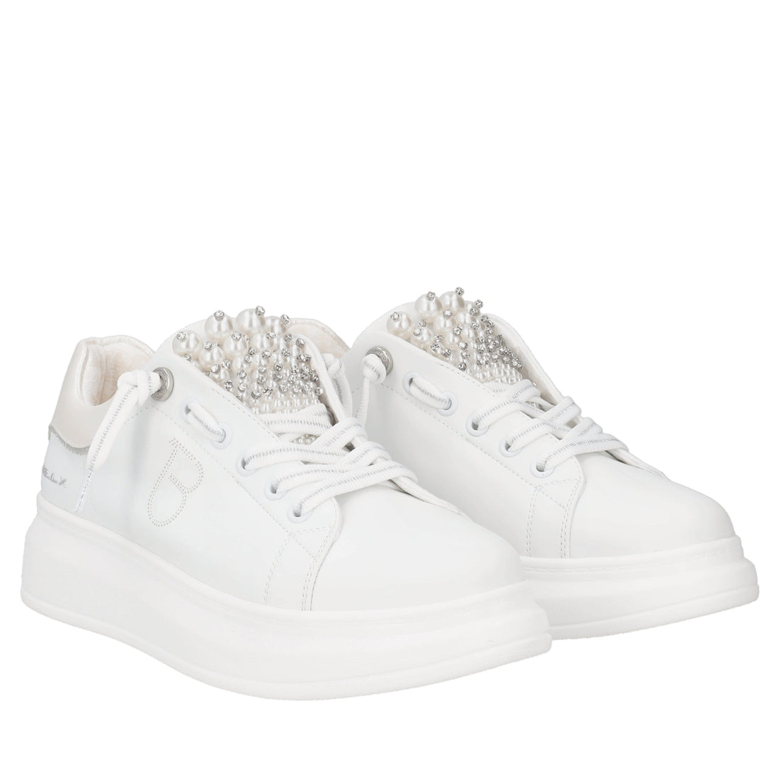 Astrid leather sneakers with white pearls