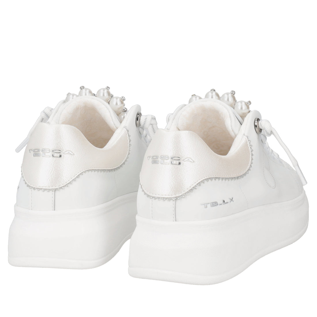 Astrid leather sneakers with white pearls