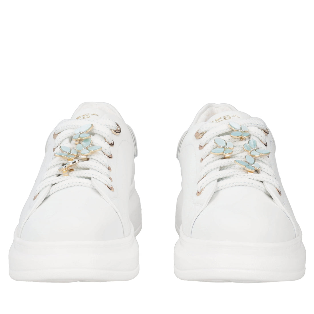 Astrid leather sneakers with white/light blue butterfly