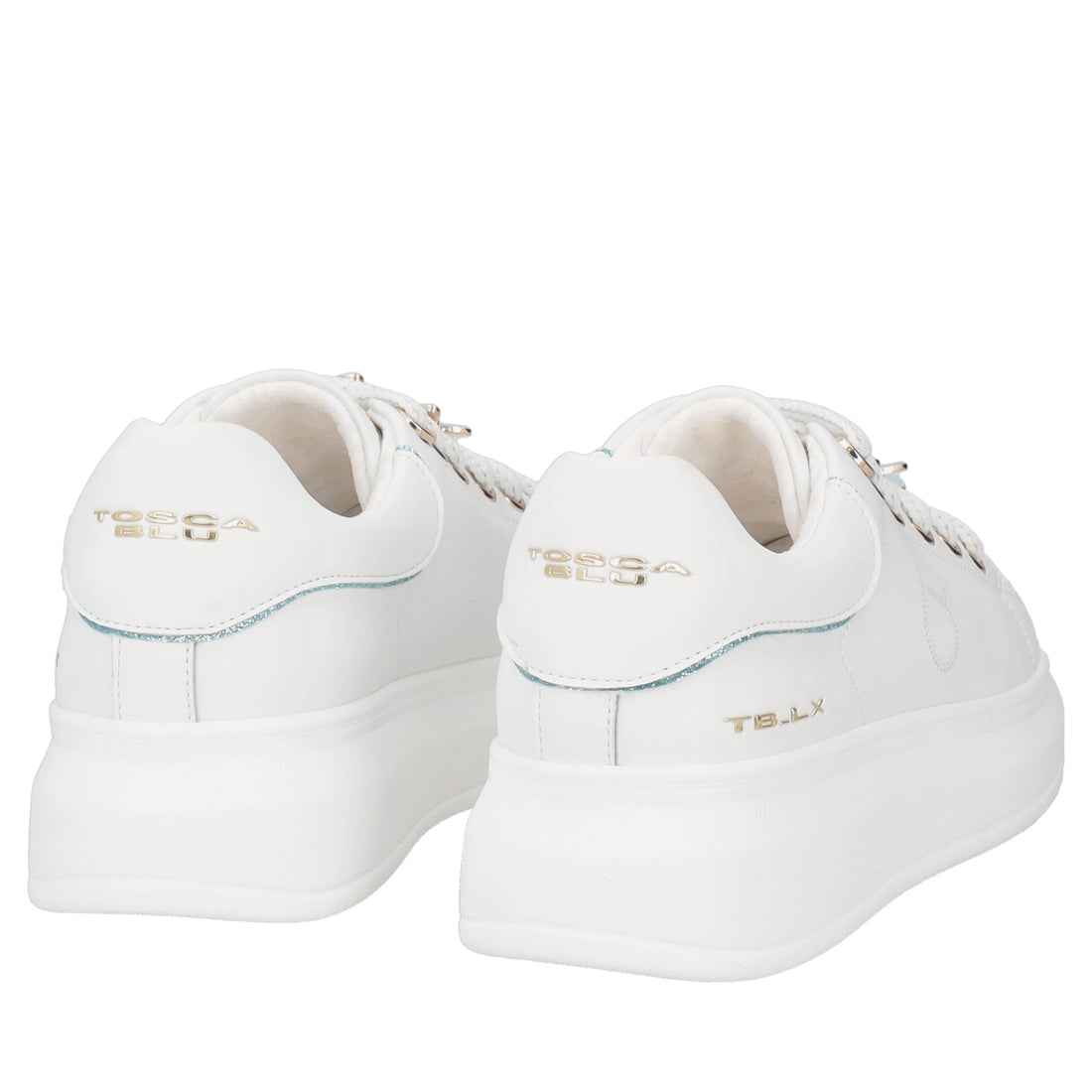 Astrid leather sneakers with white/light blue butterfly