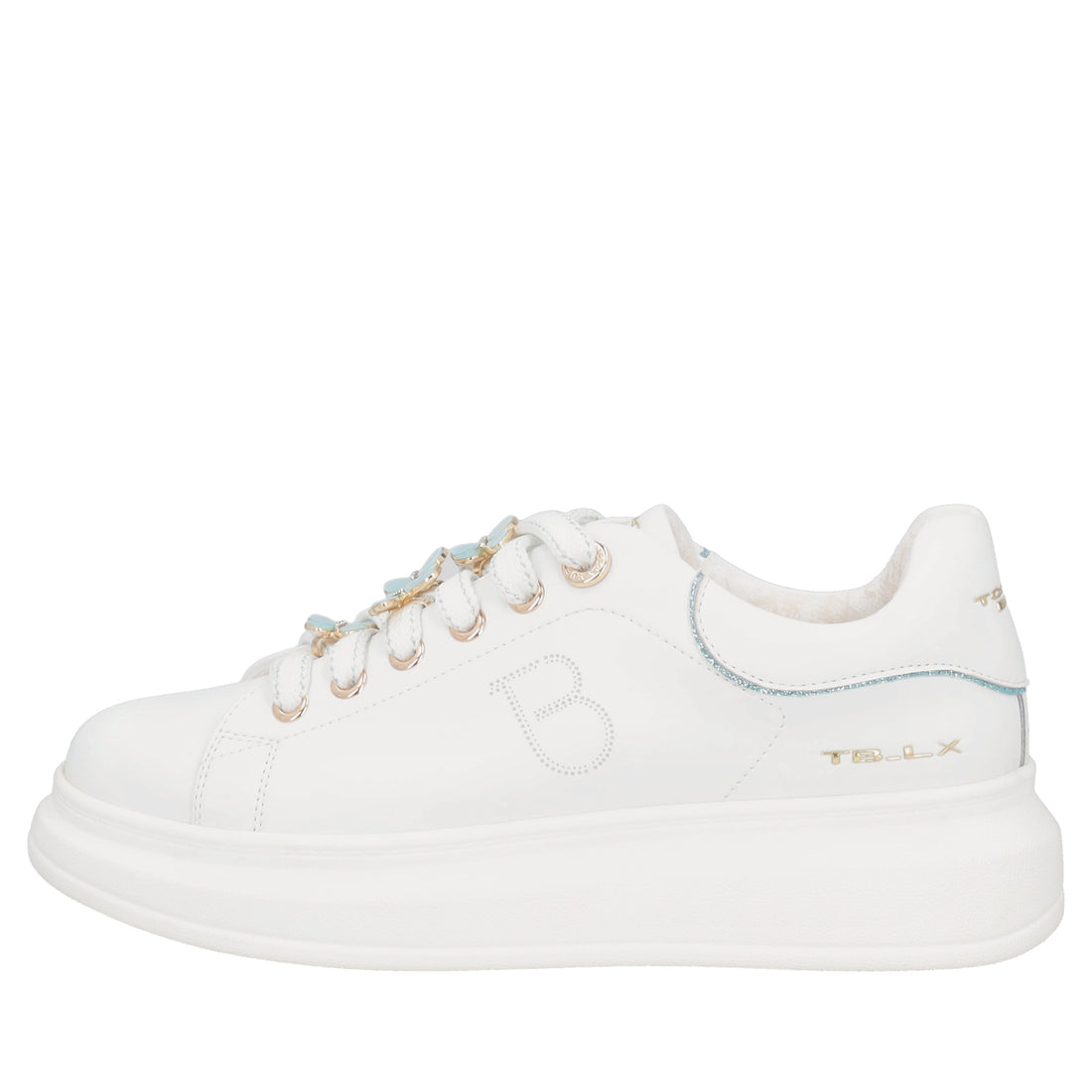 Astrid leather sneakers with white/light blue butterfly