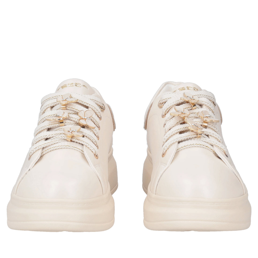 Astrid leather sneakers with beige butterfly