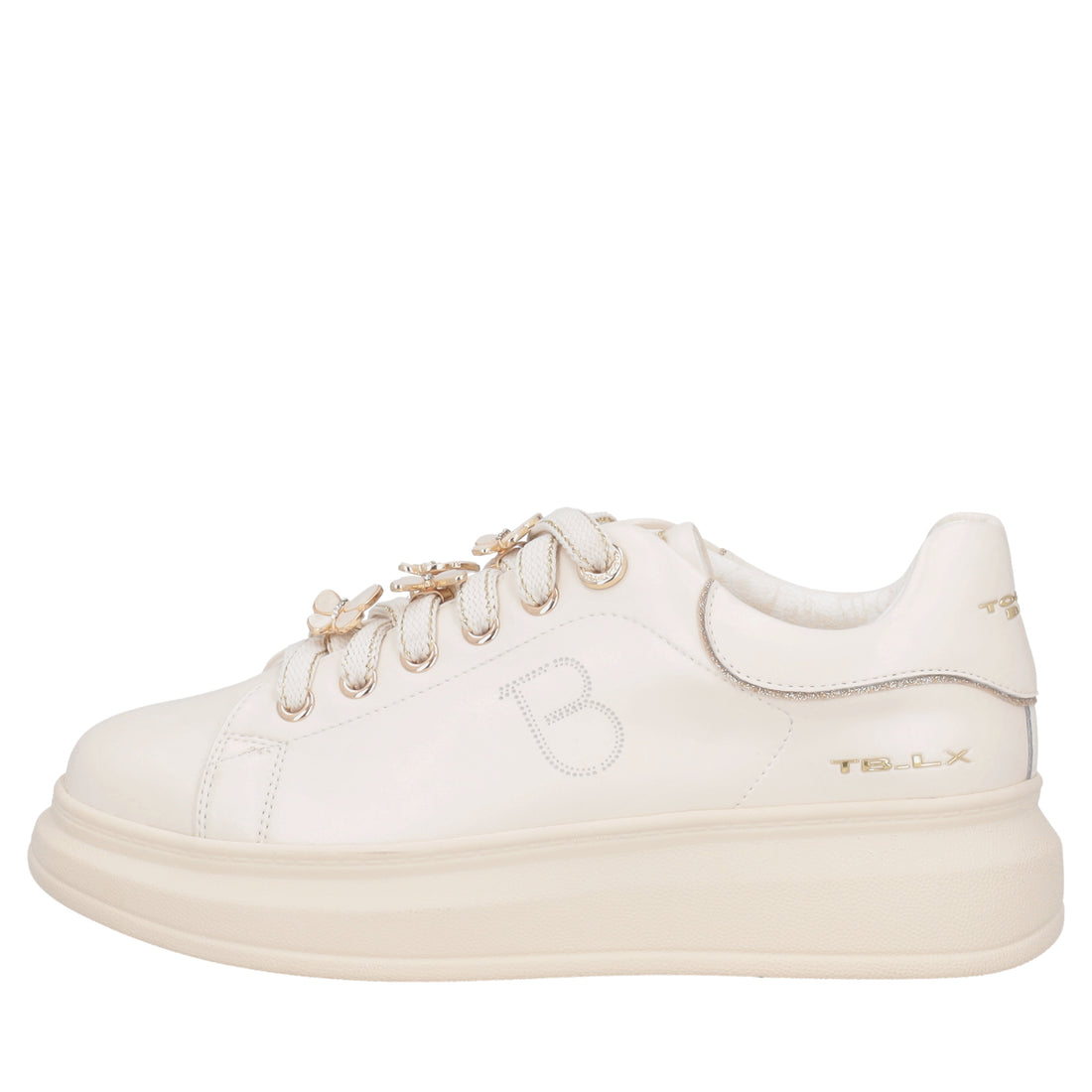 Astrid leather sneakers with beige butterfly