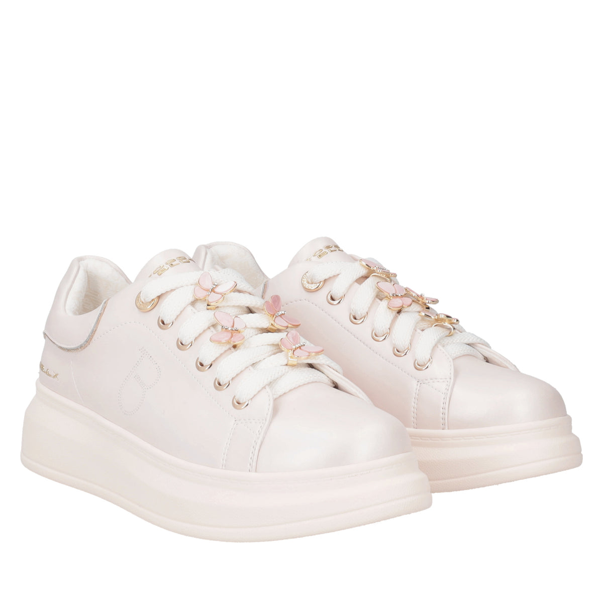 Sneaker gioiello Astrid in pelle con farfalla colore rosa