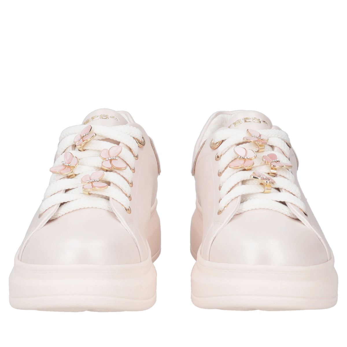 Sneaker gioiello Astrid in pelle con farfalla colore rosa