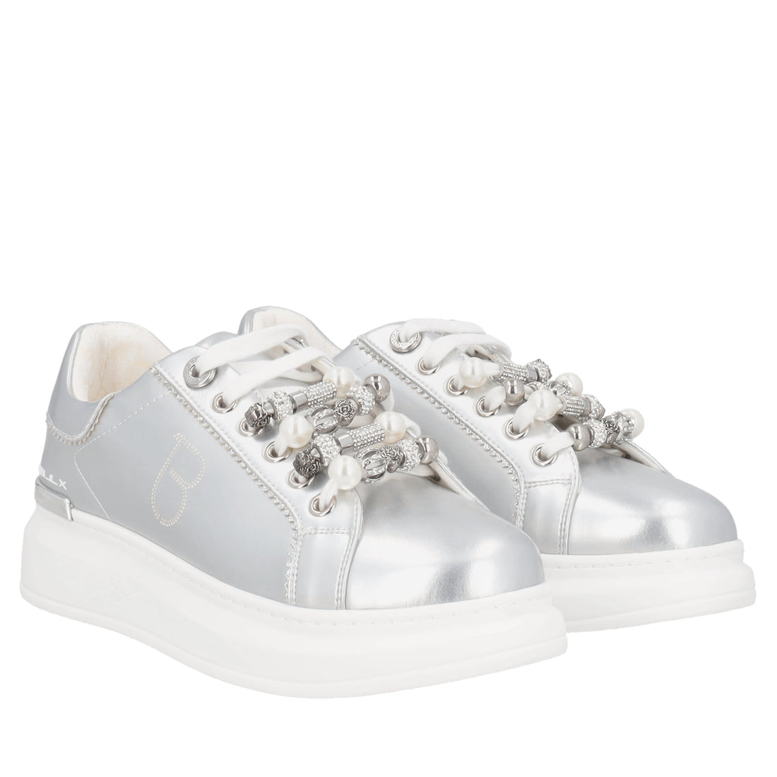 Sneaker Carol in pelle con accessorio colore argento