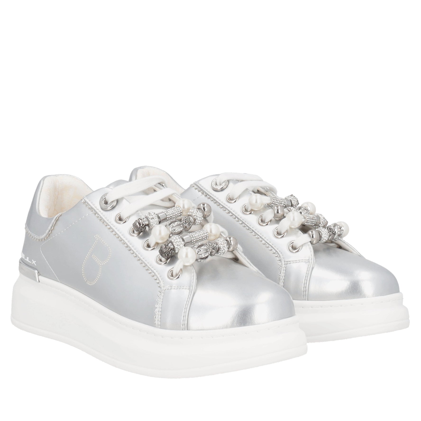 Carol leather sneakers with silver accessory