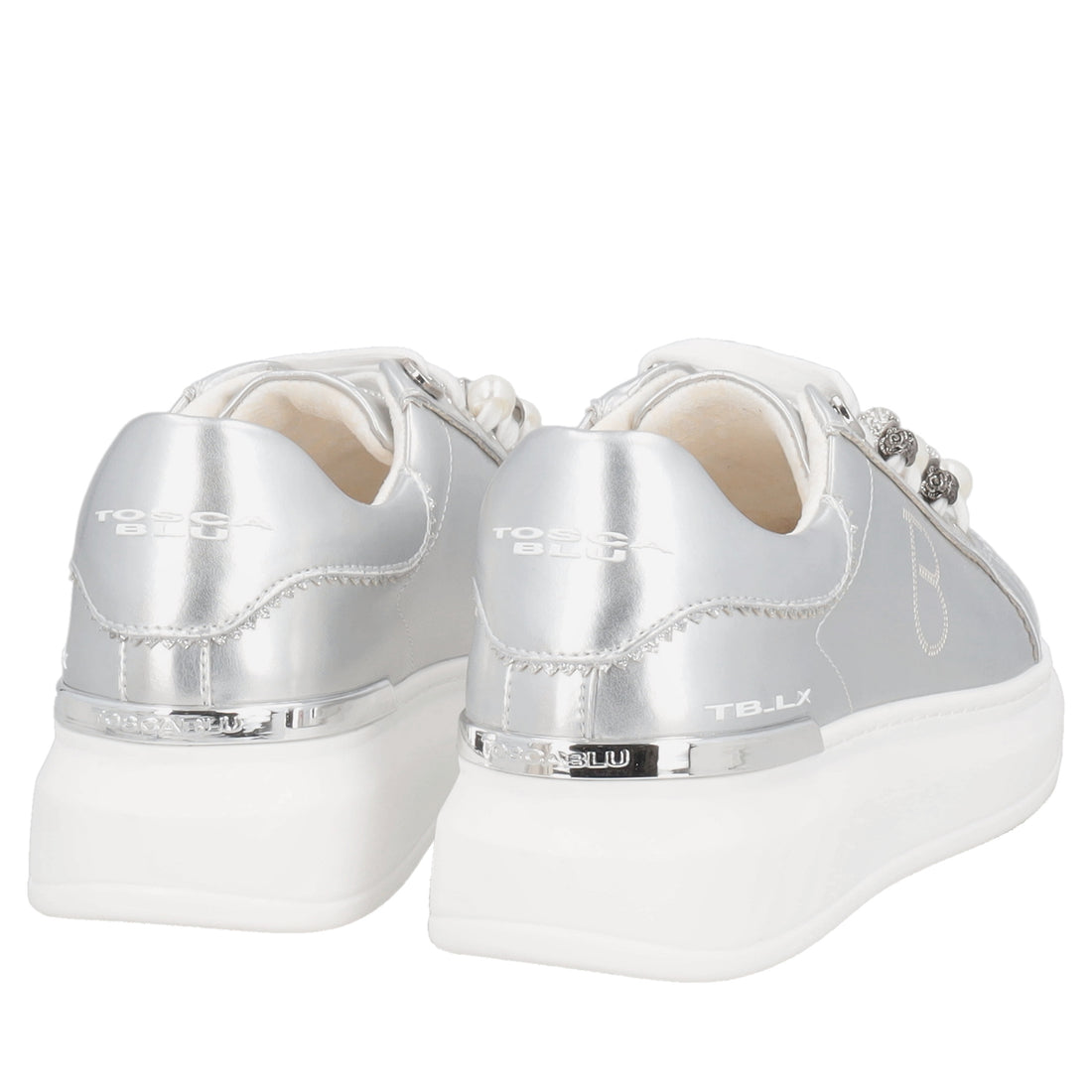Sneaker Carol in pelle con accessorio colore argento