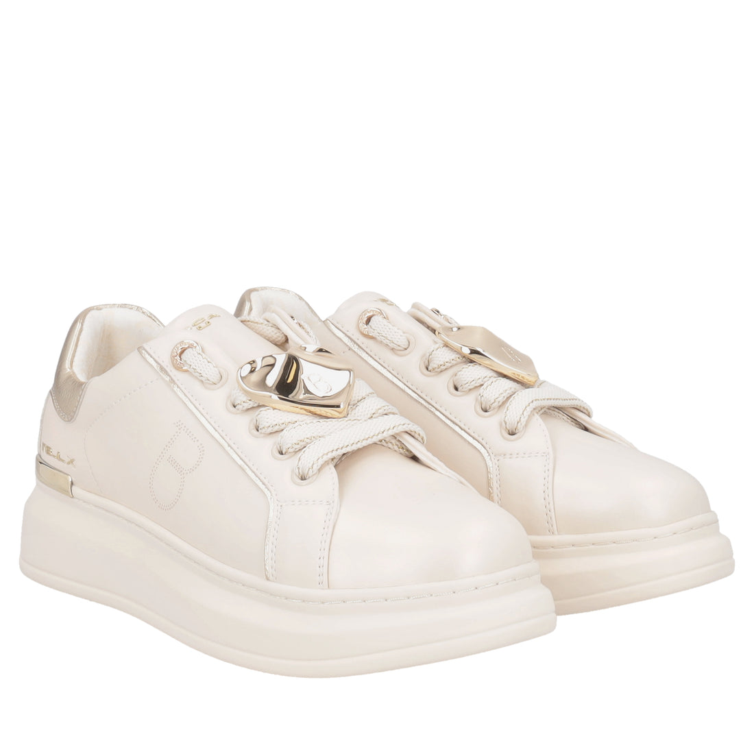 Sneaker Carol in pelle con cuore colore beige