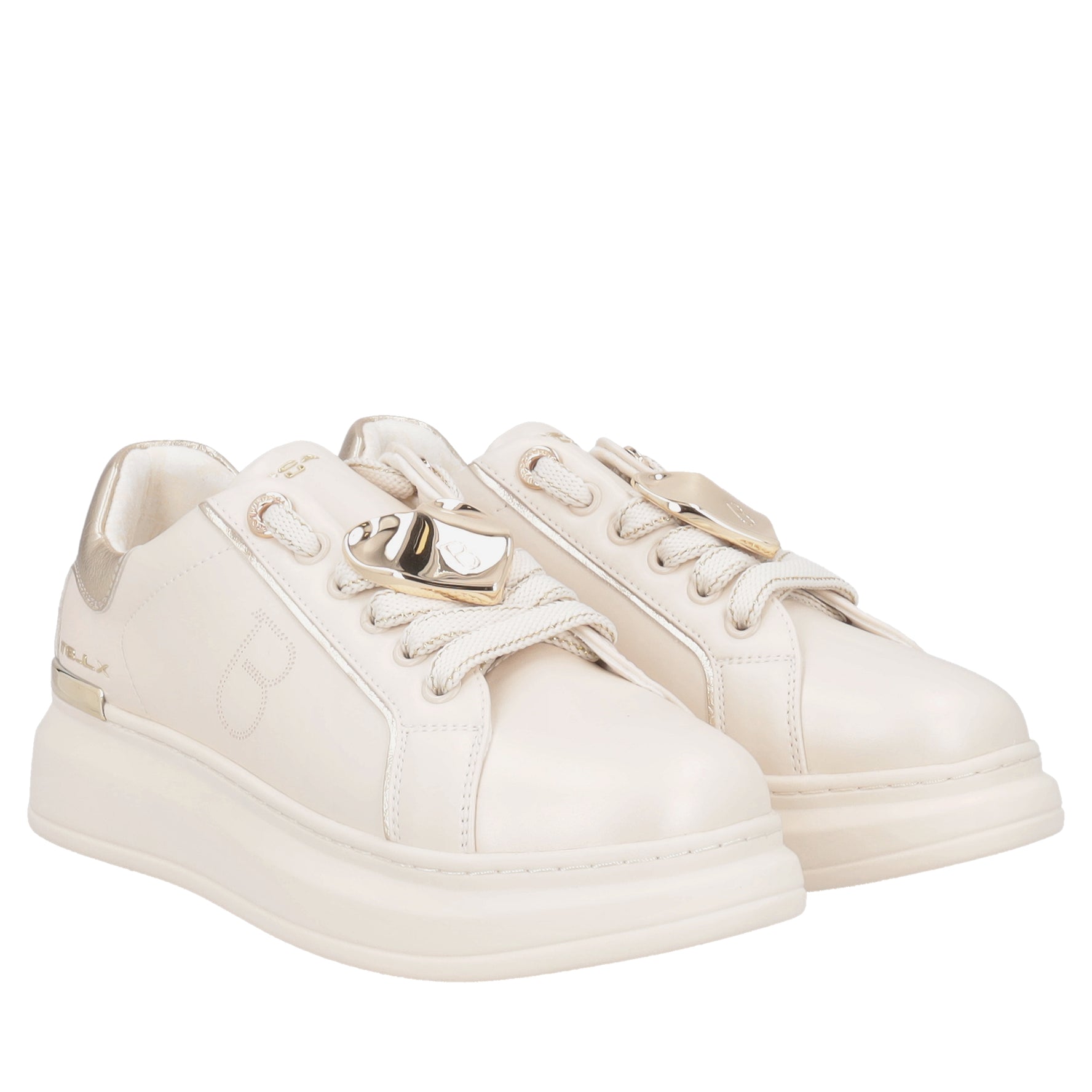 Carol leather sneakers with beige heart