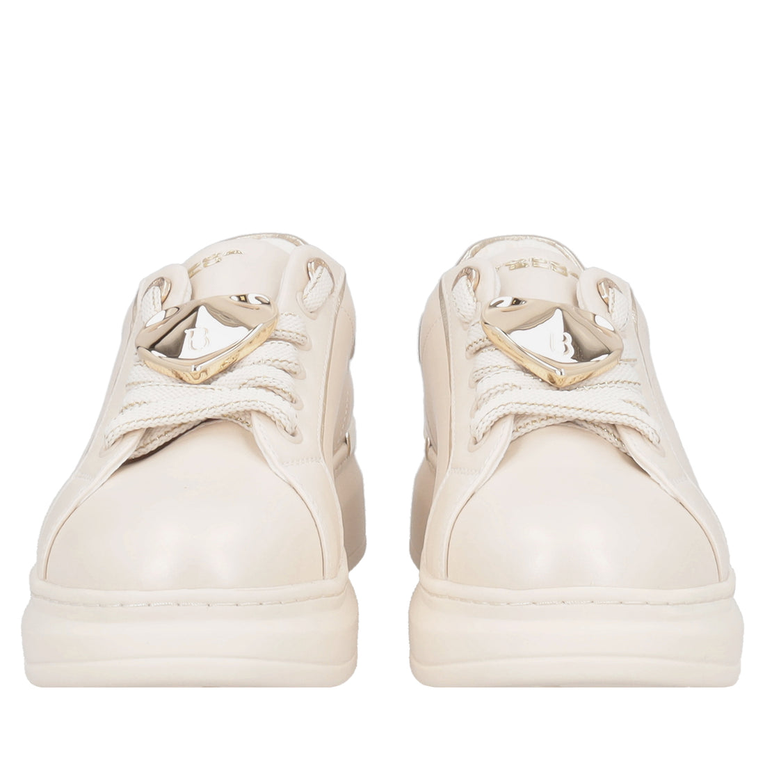 Sneaker Carol in pelle con cuore colore beige