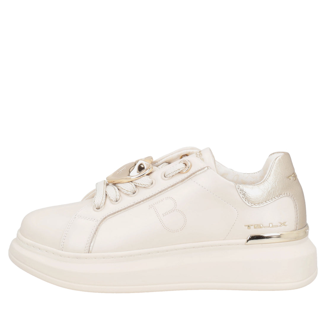 Sneaker Carol in pelle con cuore colore beige