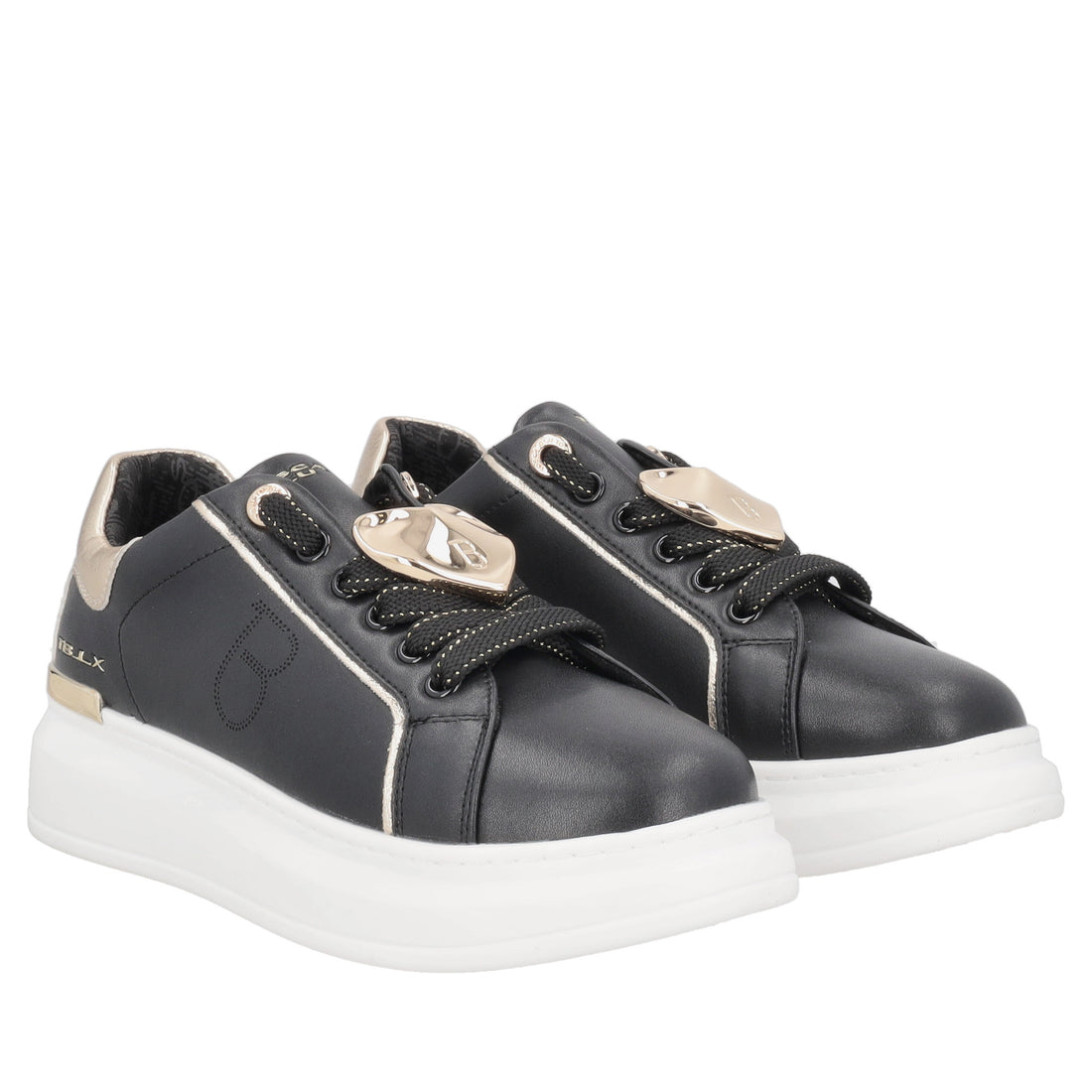 Sneaker gioiello Carol in pelle con cuore colore nero