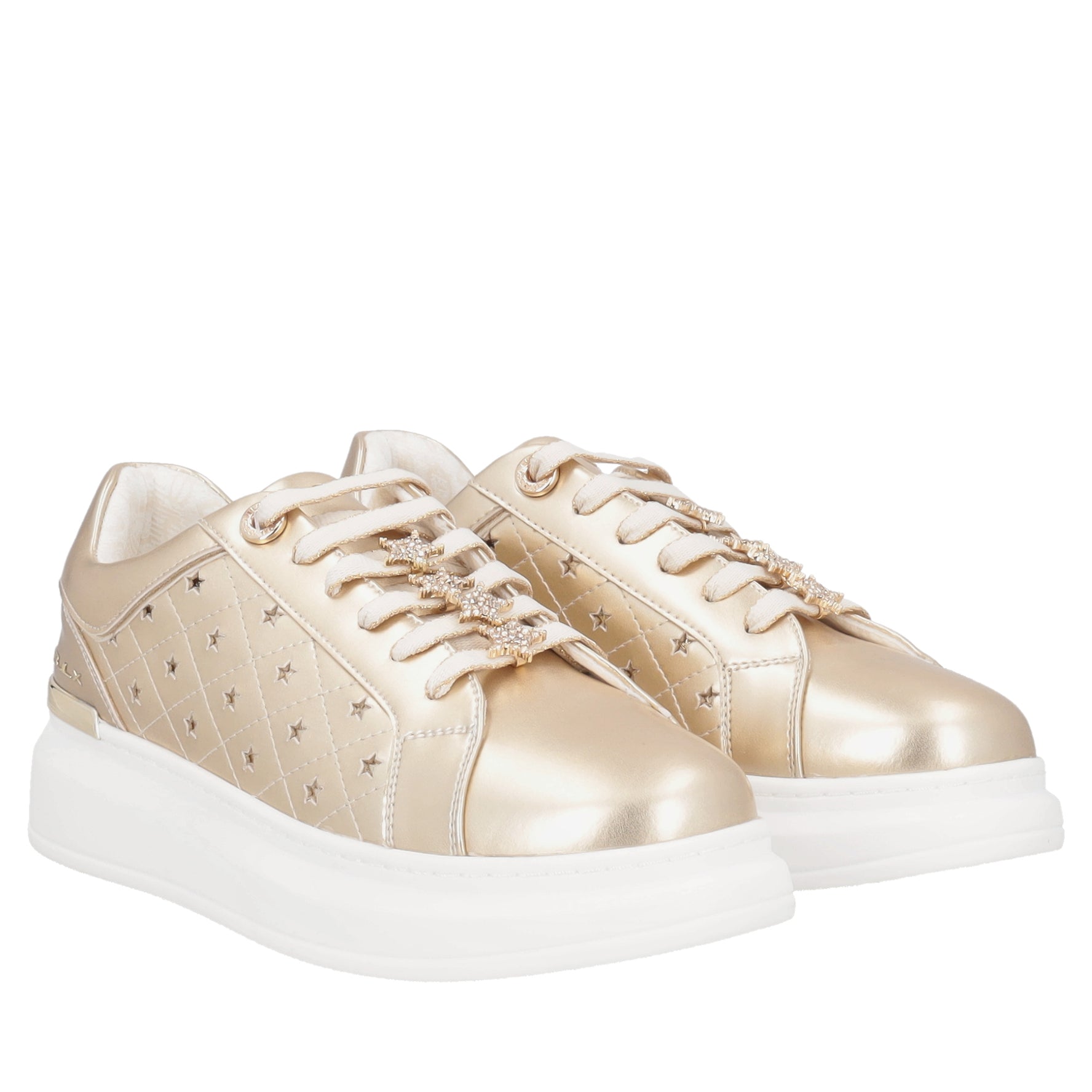 Carol leather sneakers with gold-colored rhinestone stars