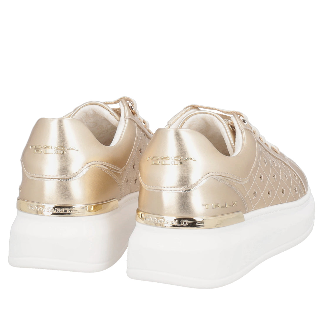 Sneaker Carol in pelle con stelle strass colore oro