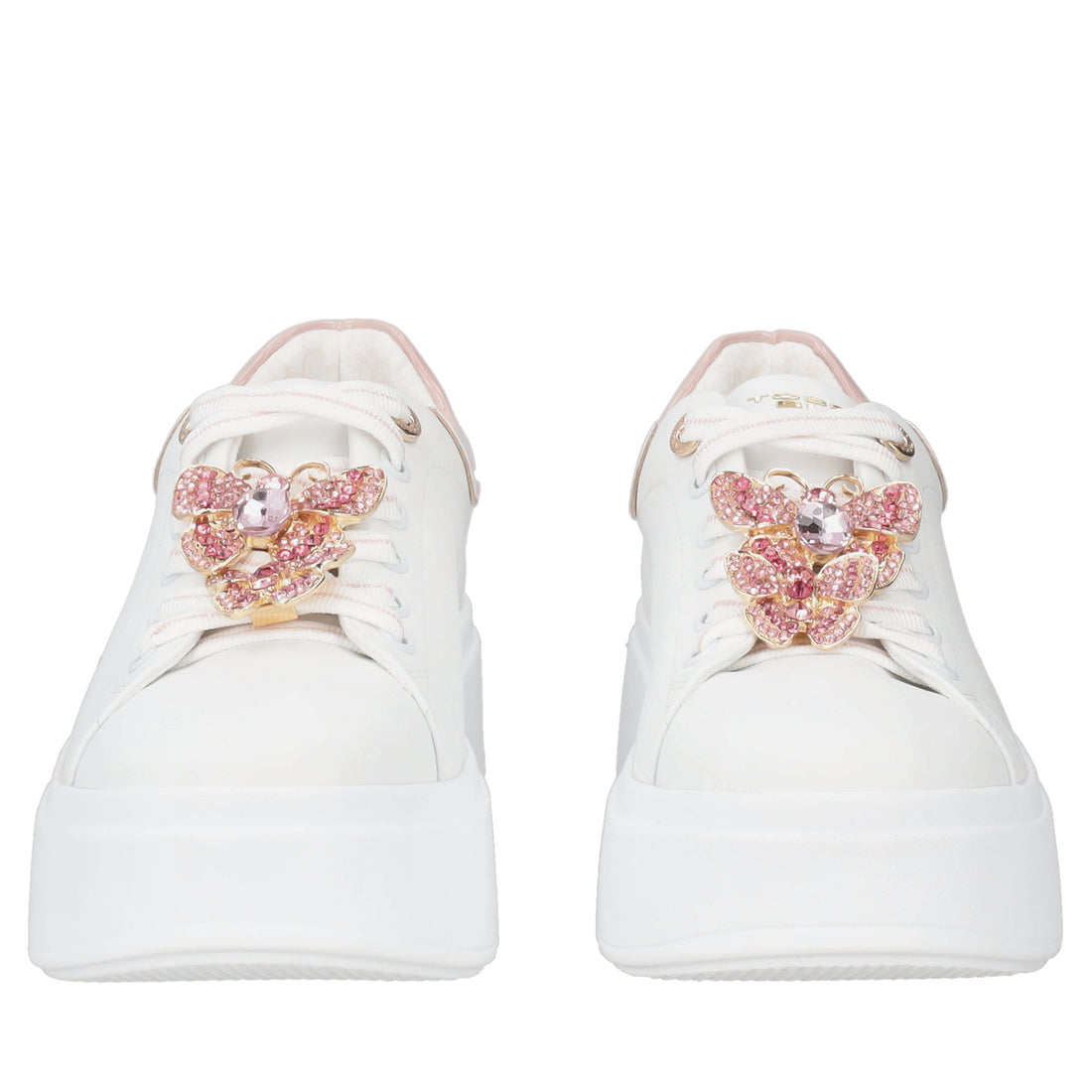 Clara leather sneakers with white/pink butterflies