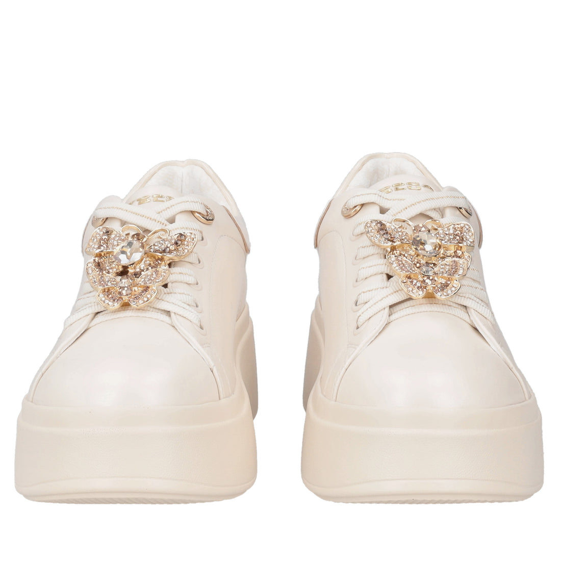 Clara leather sneakers with beige butterflies