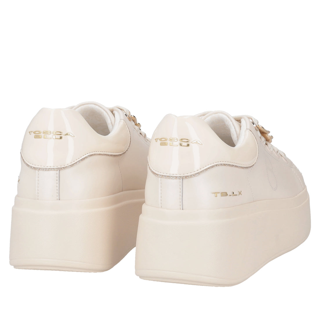 Clara leather sneakers with beige butterflies