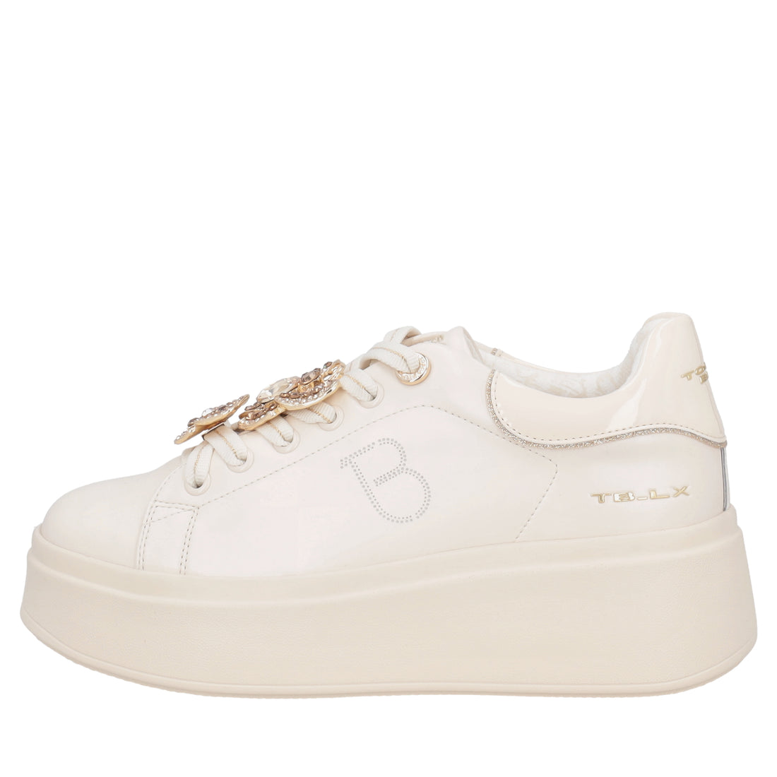 Clara leather sneakers with beige butterflies