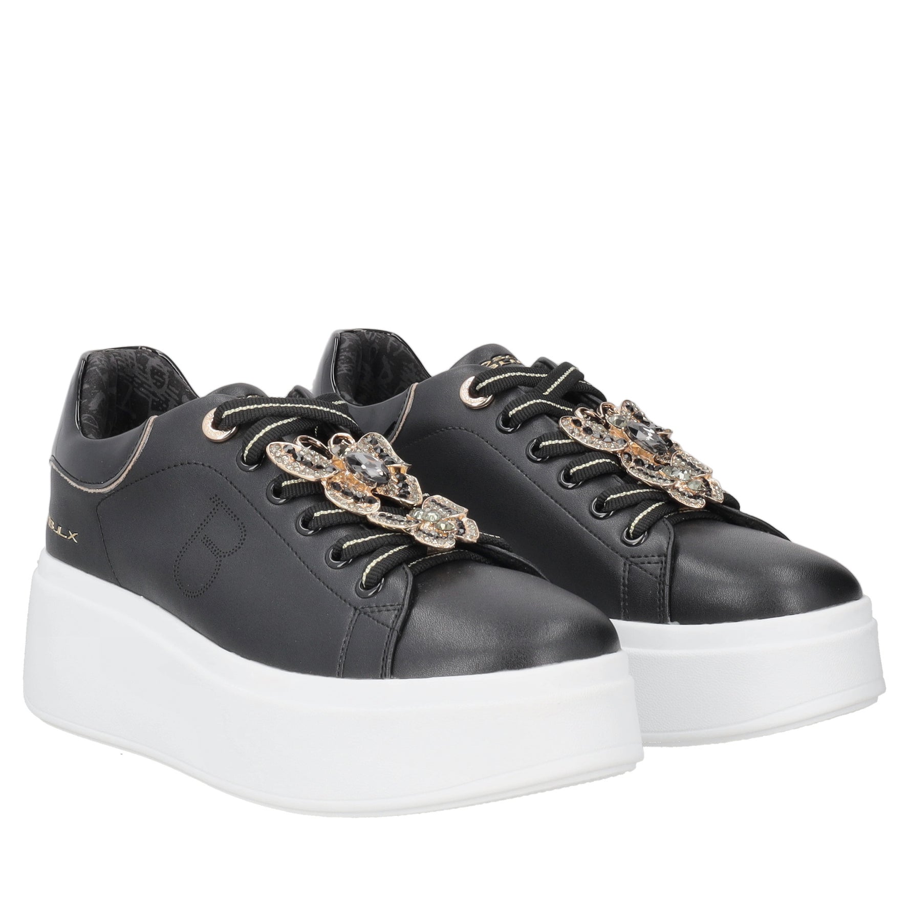 Clara leather sneakers with black butterflies