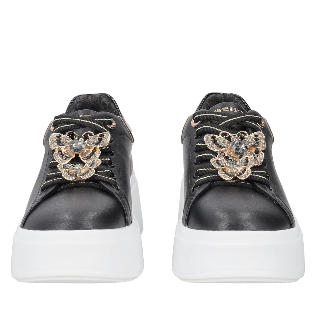 Clara leather sneakers with black butterflies