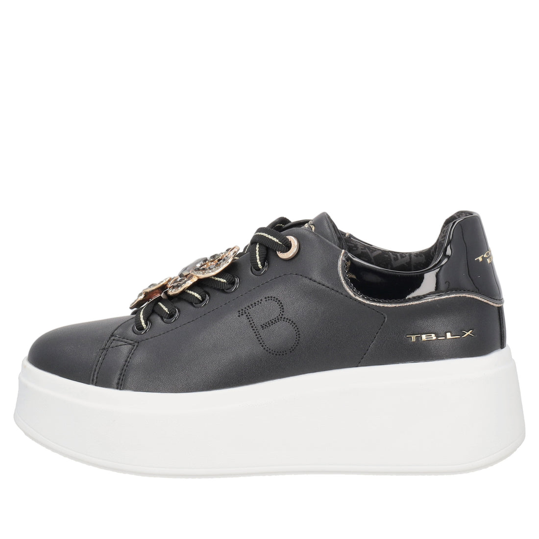 Clara leather sneakers with black butterflies