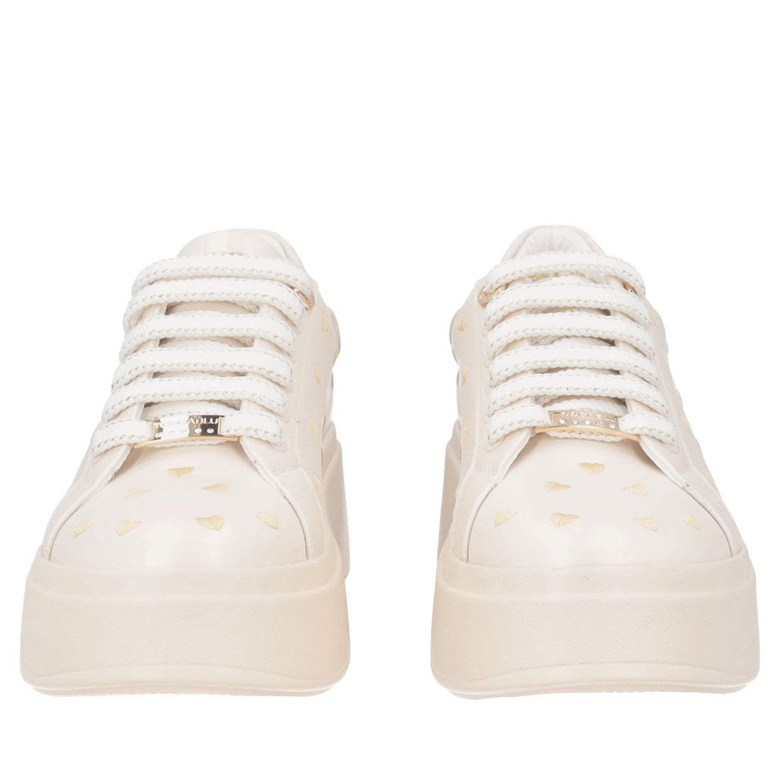 Sneaker gioiello Clara con cuori ricamati colore beige