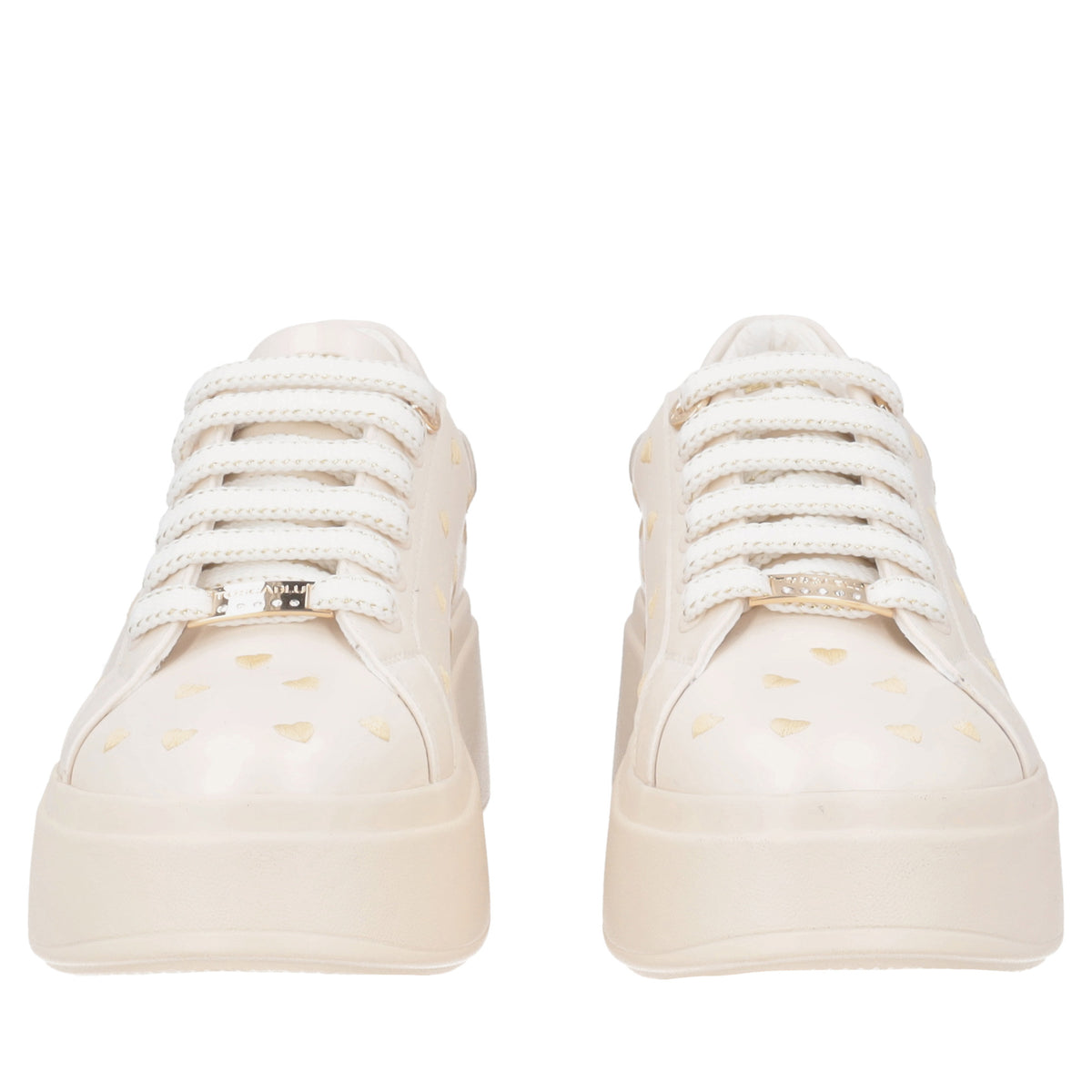 Sneaker gioiello Clara con cuori ricamati colore beige