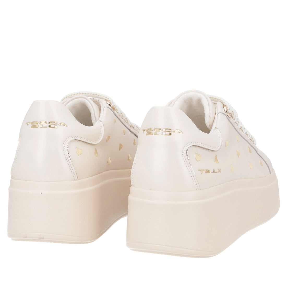 Sneaker gioiello Clara con cuori ricamati colore beige