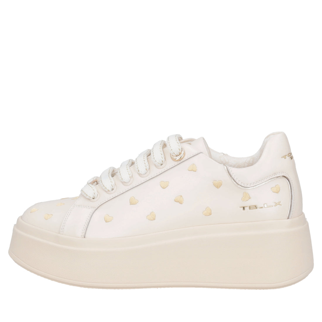 Sneaker gioiello Clara con cuori ricamati colore beige