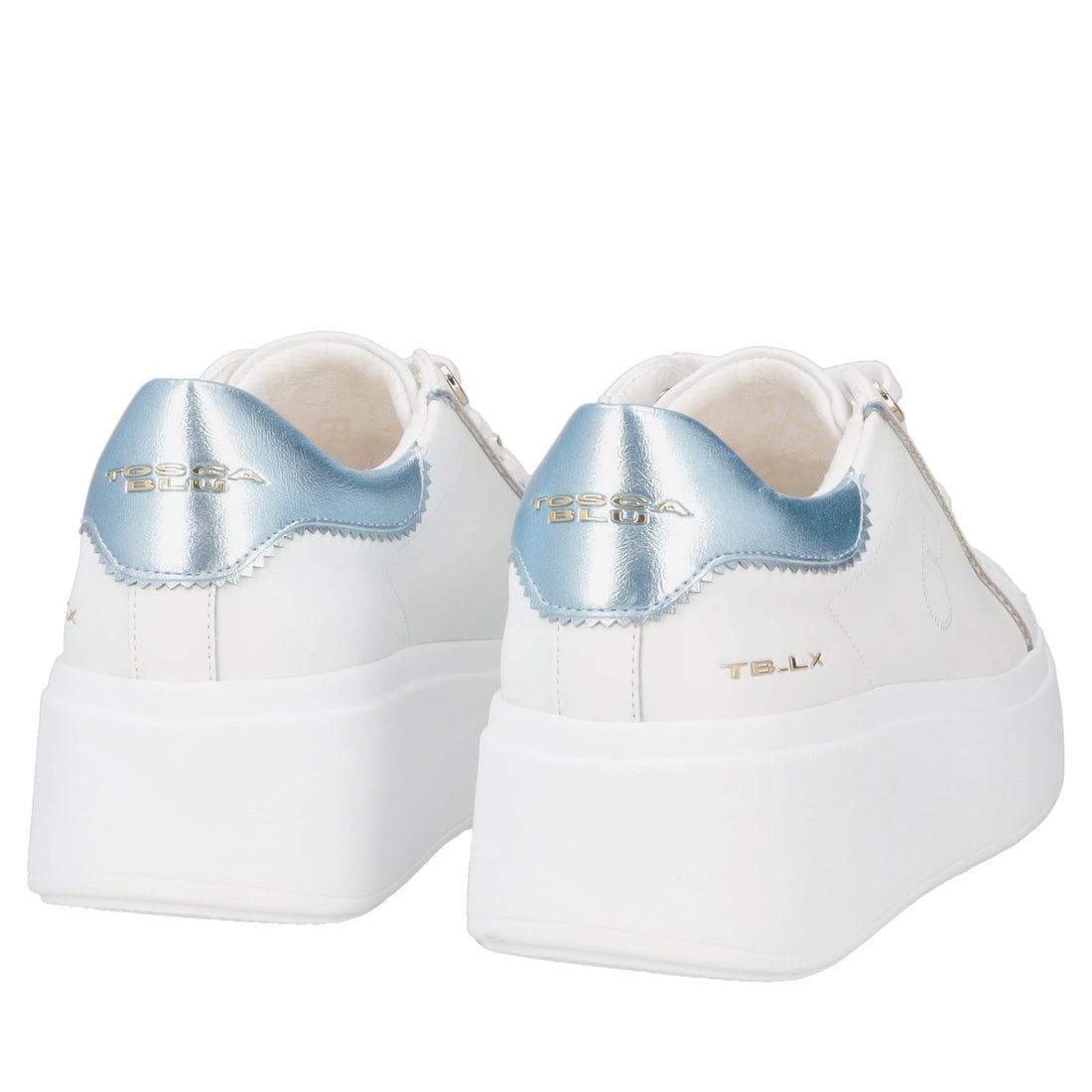 Clara leather sneakers with white/light blue pearls