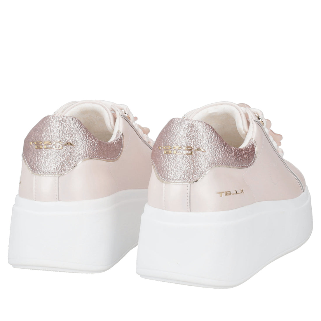 Sneaker Clara in pelle con accessorio fiore colore rosa