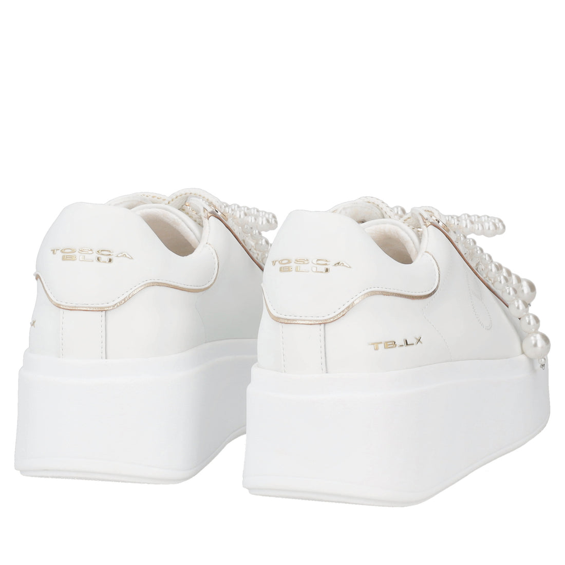 Clara leather sneakers with white pearl bow