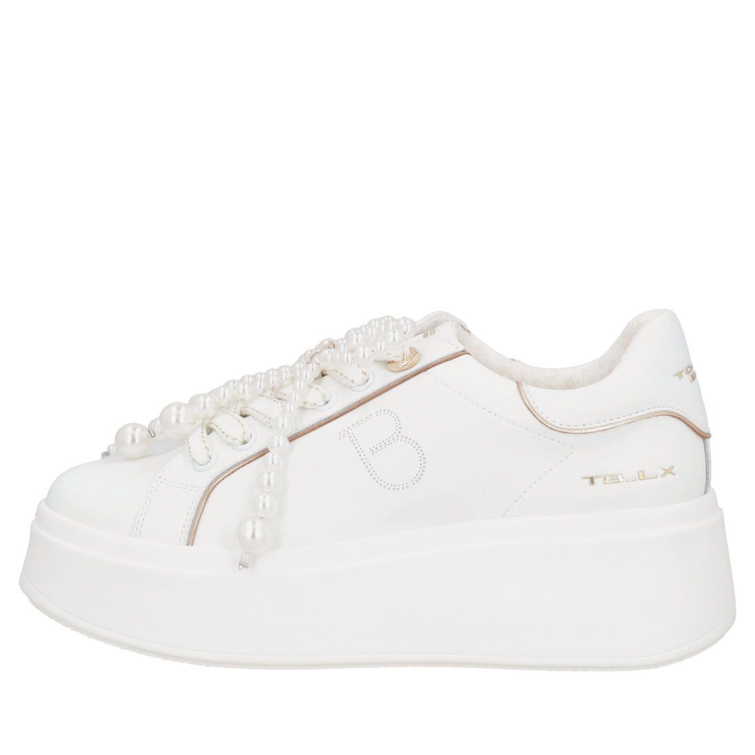 Clara leather sneakers with white pearl bow