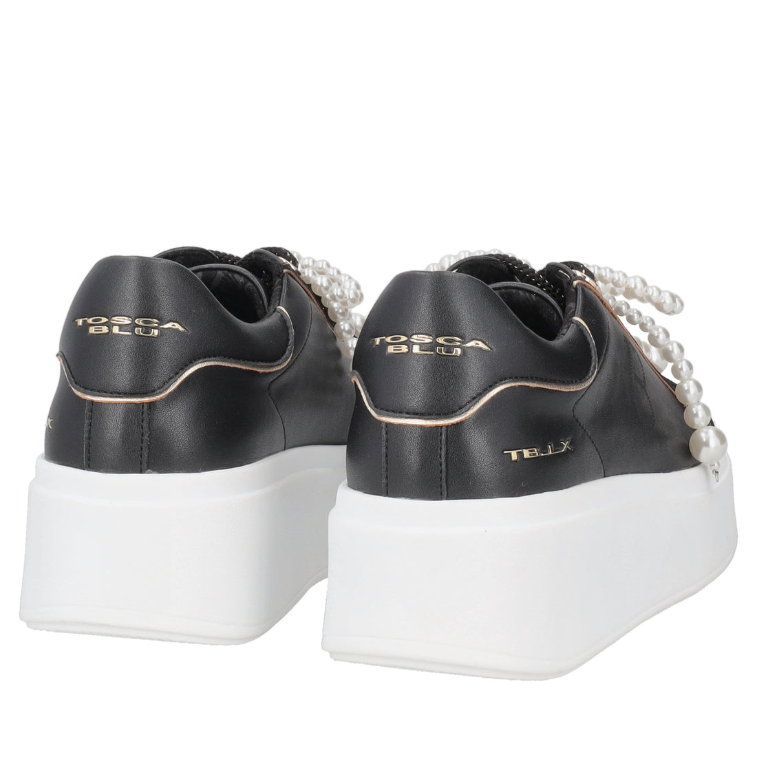 Clara leather sneakers with black pearl bow