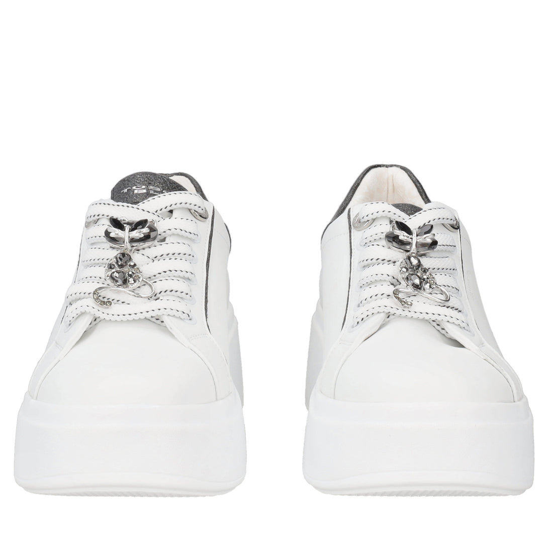 Sneaker Clara in pelle con accessorio gatto colore bianco/nero